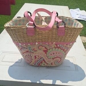 VERA BRADLEY STRAW TOTE EUC
